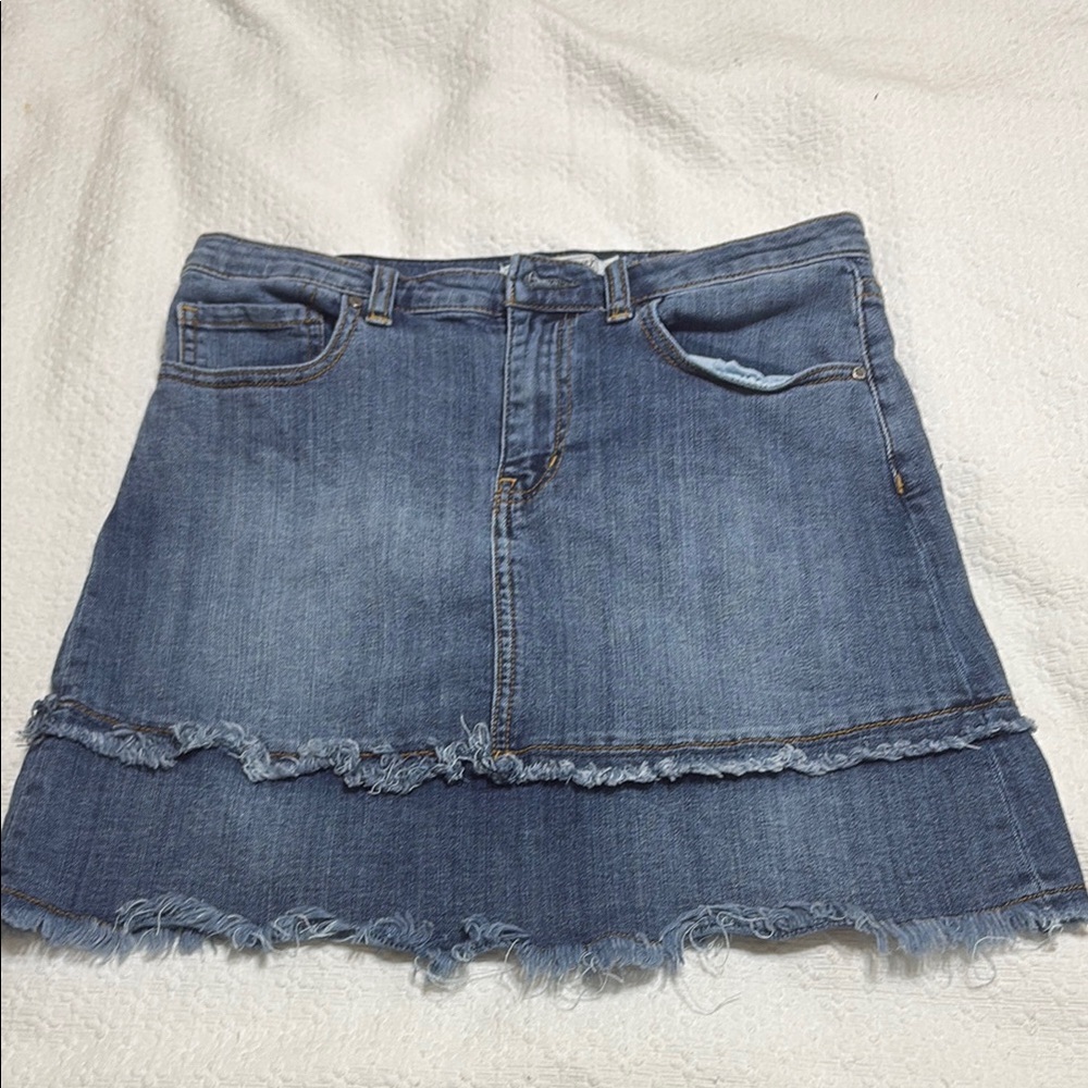 Melrose and Market Blue Ruffled A-Line Mini Skirt
